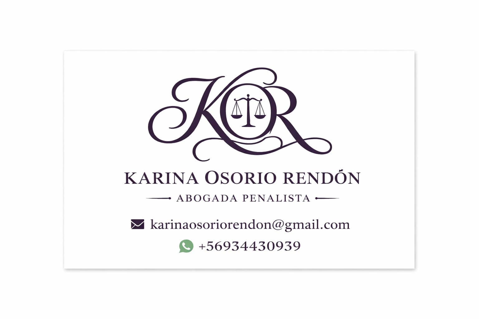 Tarjeta profesional de Karina Osorio Rendón